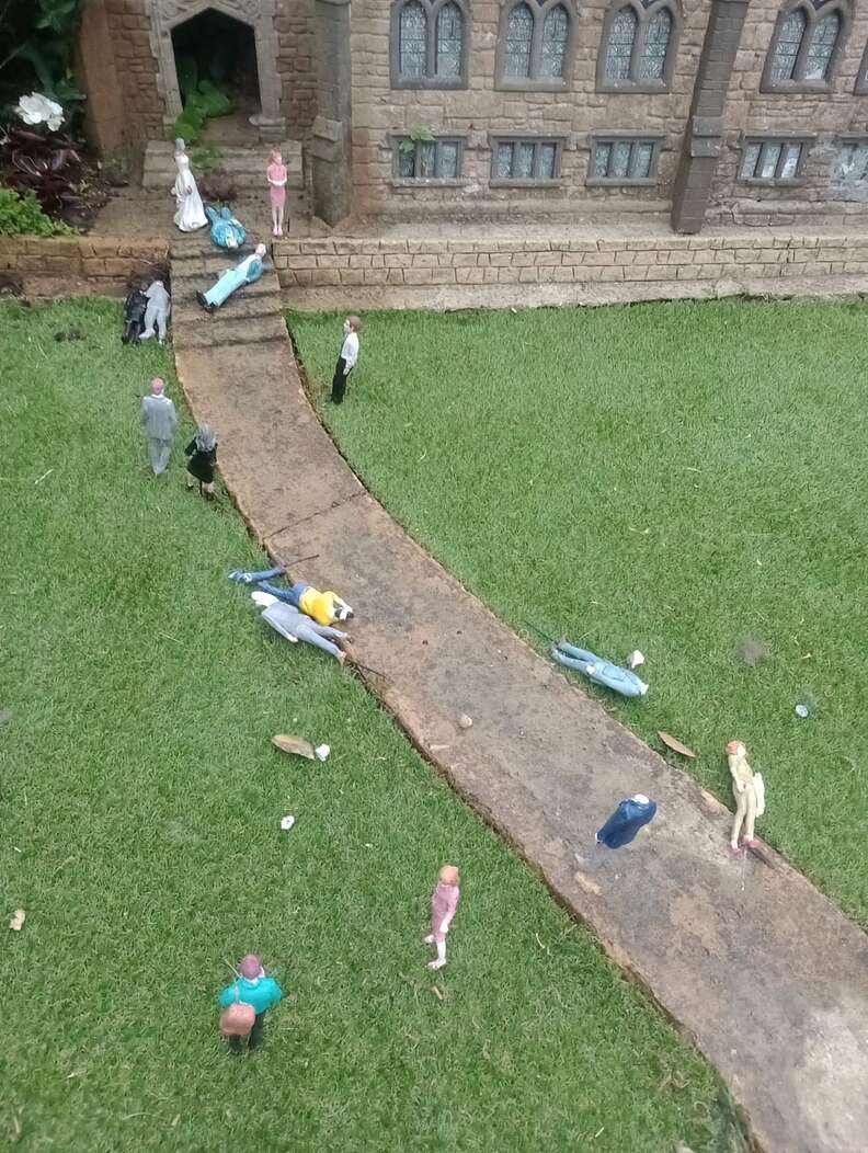 A Wild Tale of Foxes Transforming an Enchanting Model Village into Their Playground Adventure